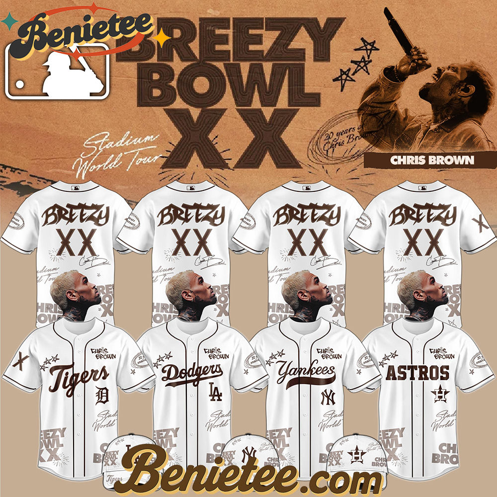 MLB x Chris Brown Breezy Bowl XX World Tour 2025 Jersey Editions Limited White, Custom Baseball Jersey, Breezy Bowl XX Stadium World Tour Baseball Jersey