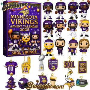 Minnesota Vikings Advent Calendar 2025 65th Anniversary Christmas Gift, Christmas Idea, Christmas Countdown Advent Calendar Gift Box with 24 Acrylic Ornaments