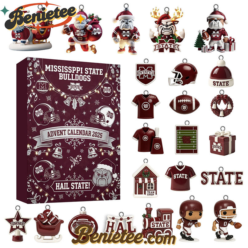 Mississippi State Bulldogs football Premium Advent Calendar 2025 CHRISTMAS GIFT, CHRISTMAS IDEA, Christmas Countdown Advent Calendar Gift Box with 24 Acrylic Ornaments - Image 2