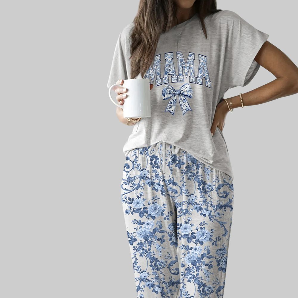 Mama Floral Casual Pajama Set For Women