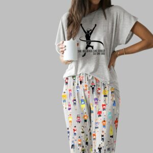 Marathon Runner Watercolor Casual Pajama Set For Women