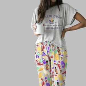 Mardi Gras LOUISIANA Casual Pajama Set For Women