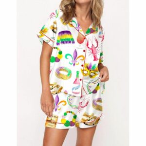 Mardi Gras New Orleans Satin Pajama Set For Women