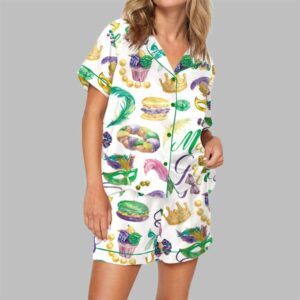 Mardi Gras Watercolor Pajama Set For Women