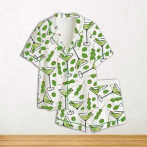 Martini Short Sleeve Satin Pajama Set For Women