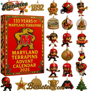 Maryland Terrapins Advent Calendar 2025, Christmas Countdown Advent Calendar Gift Box with 24 Acrylic Ornaments