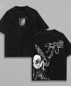 Mikasa Ackerman Attack on Titan T-Shirt, Anime Graphic Tee Oversized Acid Washed Cotton Shirt, Anime Streetwear Casual Menswear, Anime Merch Gift for Anime Fans