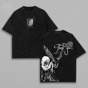 Mikasa Ackerman Attack on Titan T-Shirt, Anime Graphic Tee Oversized Acid Washed Cotton Shirt, Anime Streetwear Casual Menswear, Anime Merch Gift for Anime Fans