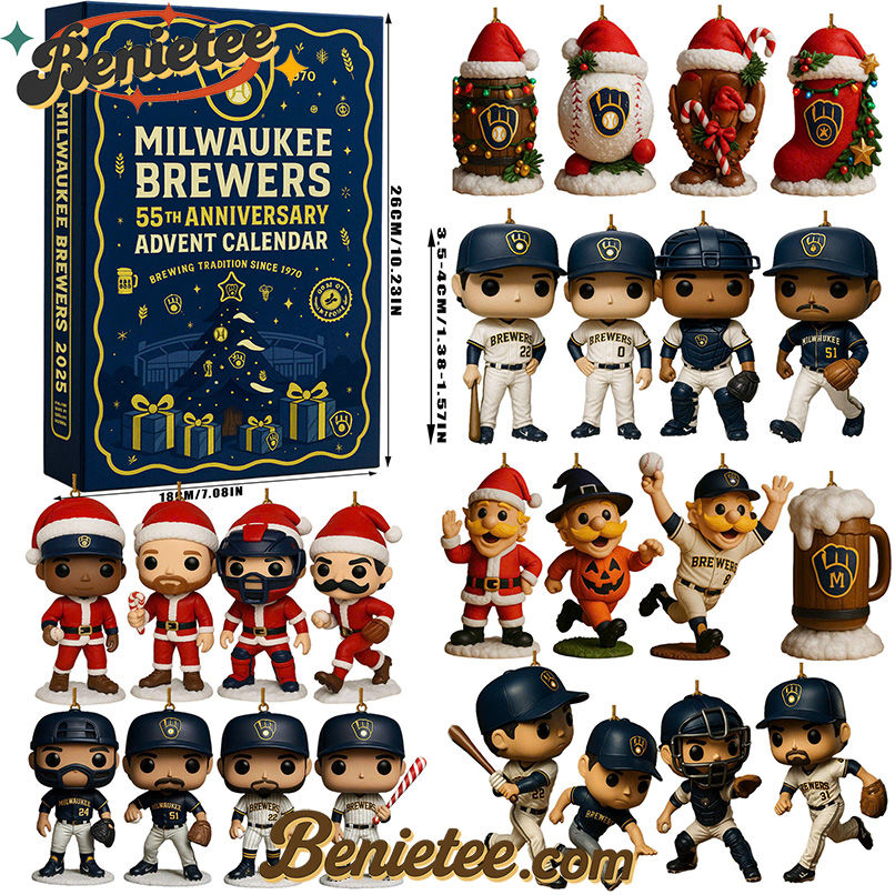 Milwaukee Brewers Advent Calendar 2025 55th Anniversary Christmas Gift, Christmas Idea, Christmas Countdown Advent Calendar Gift Box with 24 Acrylic Ornaments - Image 2
