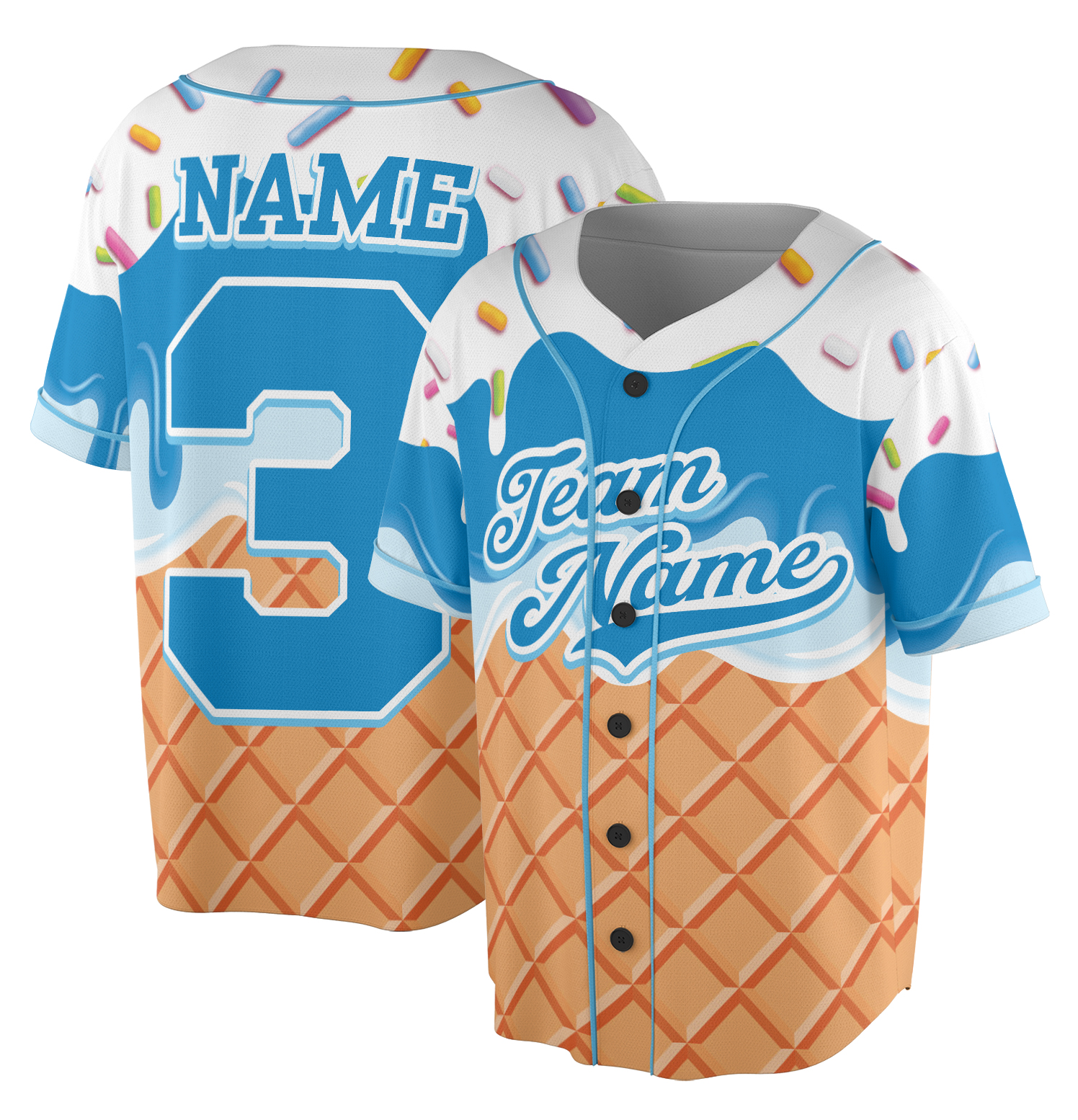 Personalized Ice Cream Drip Baseball Jersey For Boys, Ice Cream Drip Shirt, Baseball Ice Cream Drip, Baseball Jersey - Image 2