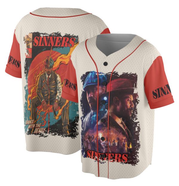 Alternative view of Sinner Movie Jersey, Aesthetic Sinners Horror Movie Vintage Graphic Unisex Heavy Cotton Jersey