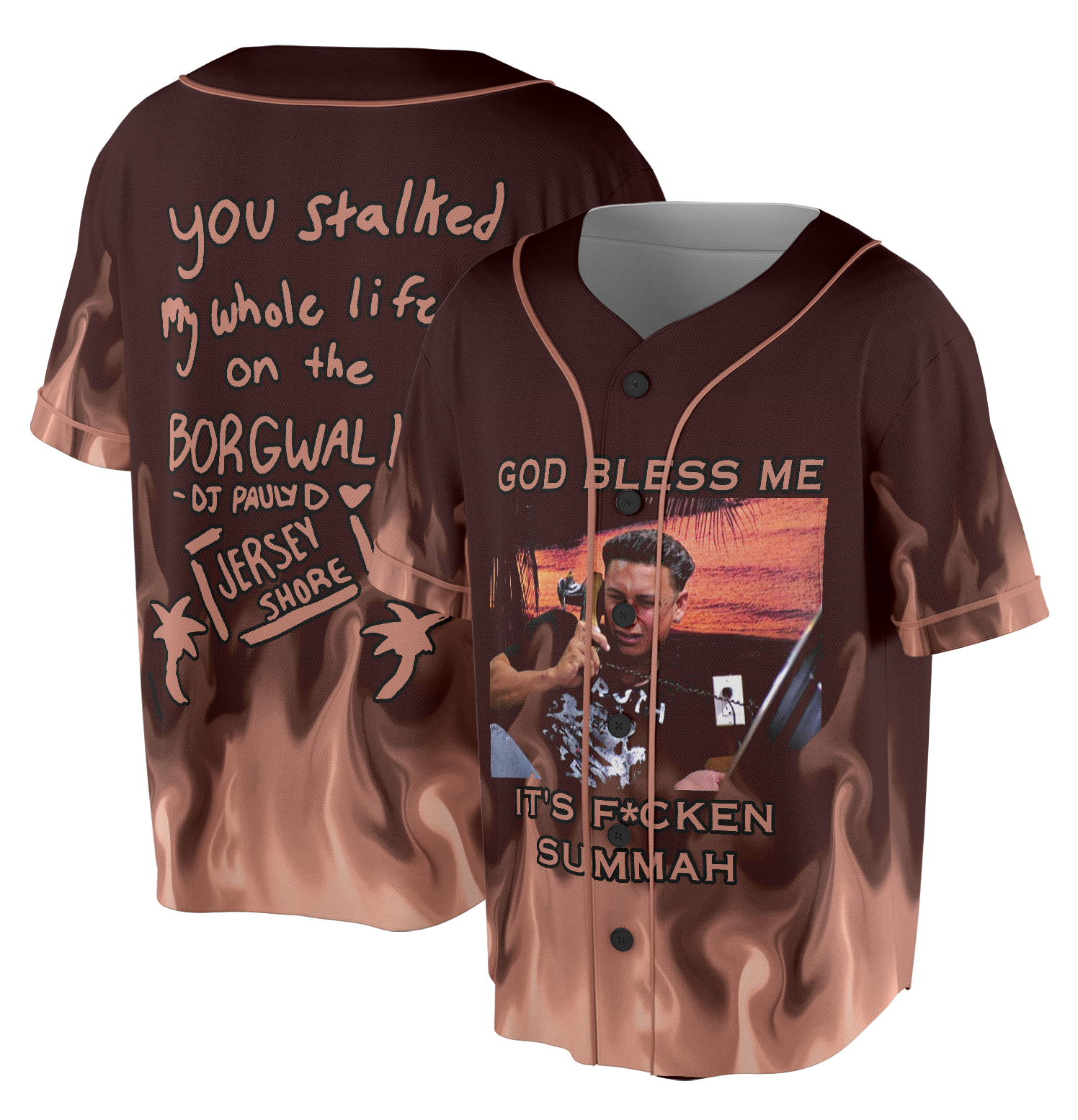 God Bless Me It's F*cken Summah Jersey, Summah Shirt, New trend Baseball Jersey, Jersey Shore Shirt, Movie Shirt, Funny Movie Quote Jersey - Image 2