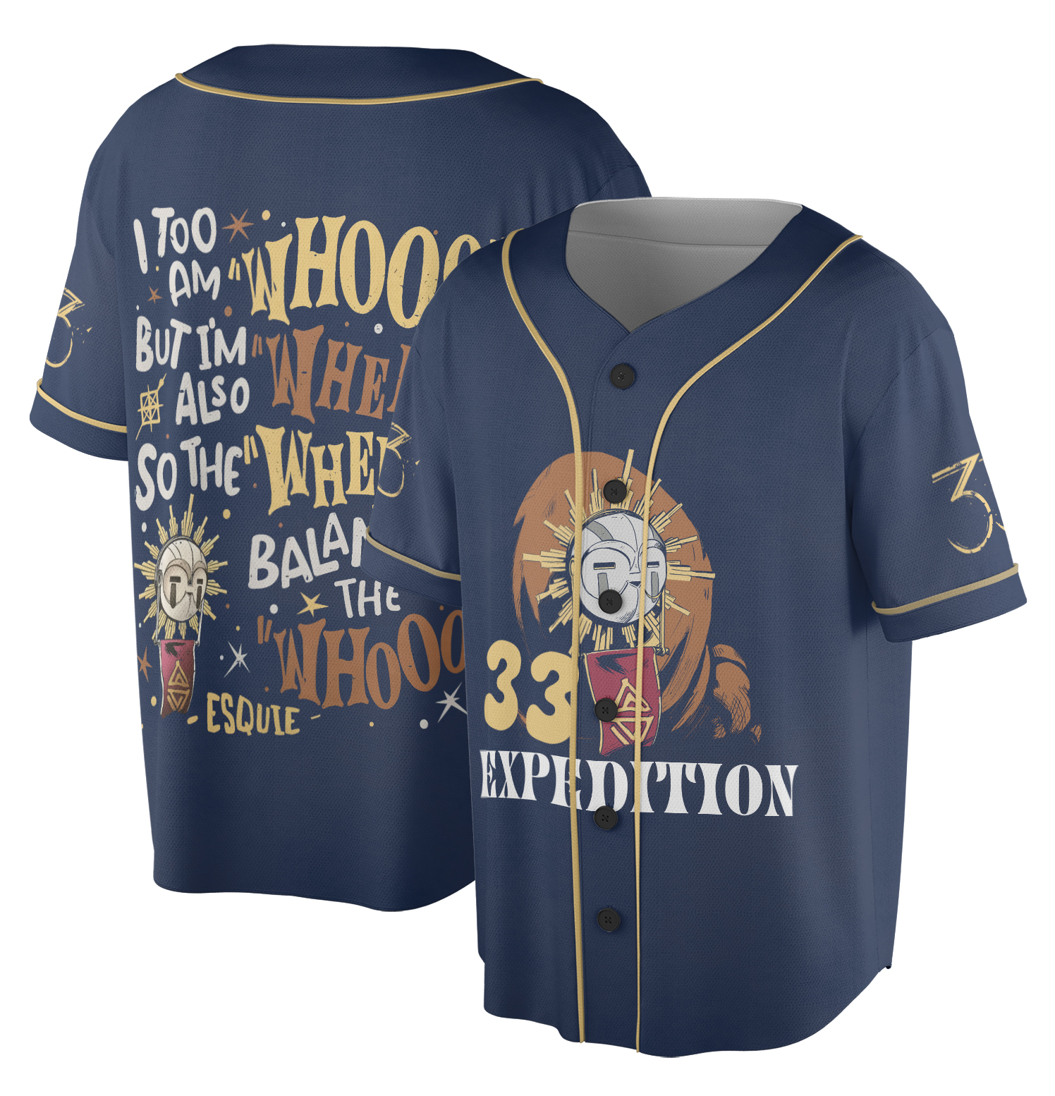 Esquie Clair Obscur Expedition 33 Baseball Jersey, Funny Esquie Jersey, Expedition 33 Shirt, 2 Sided Game Jersey - Image 2