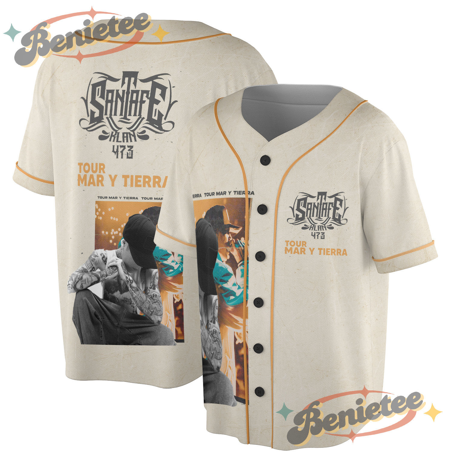 Santa Fe Klan Rap Jersey, Concert Merch Mexico Hip Hop Cumbia Latin Trap Baseball Jersey - Image 2