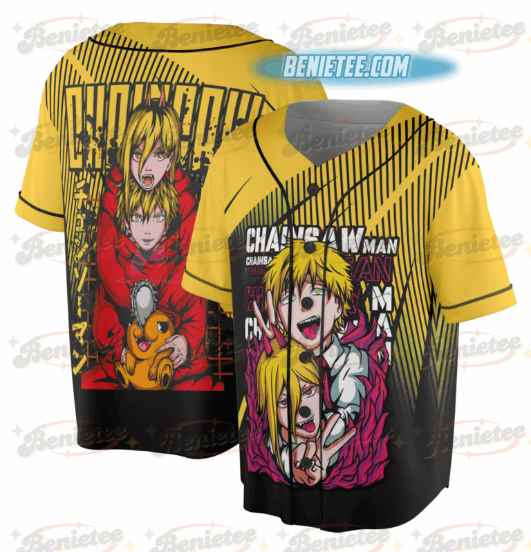 Alternative view of Nayuta Baseball Jersey Chainsaw Man Denji Makima Denji Anime Manga Jersey All Size