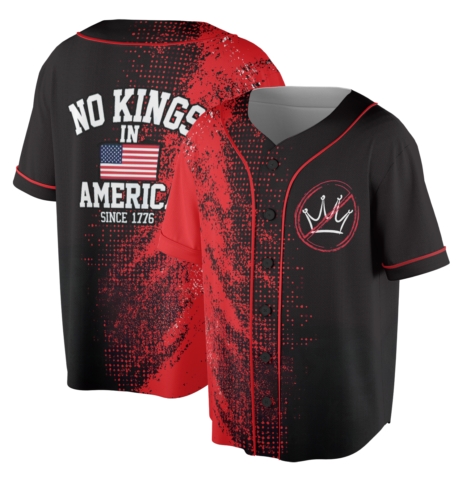 Racing 2025 Season Jersey Anti MAGA Protest No Kings In America Pro Democracy Liberal Political Gift Fourth Of July Shirt Loose-Fitting Unisex All-Over Print Design - Image 2