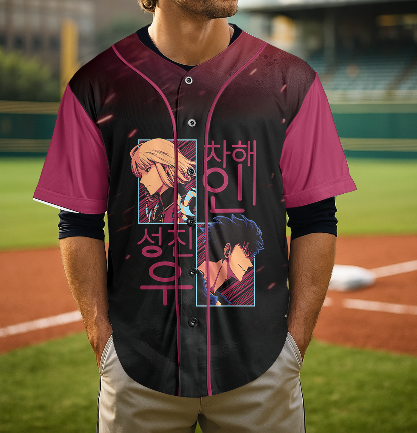 Sung Jin-woo x Cha Hae-in Baseball Jersey, Couple Anime Shirt, Solo leveling Jersey - Image 4