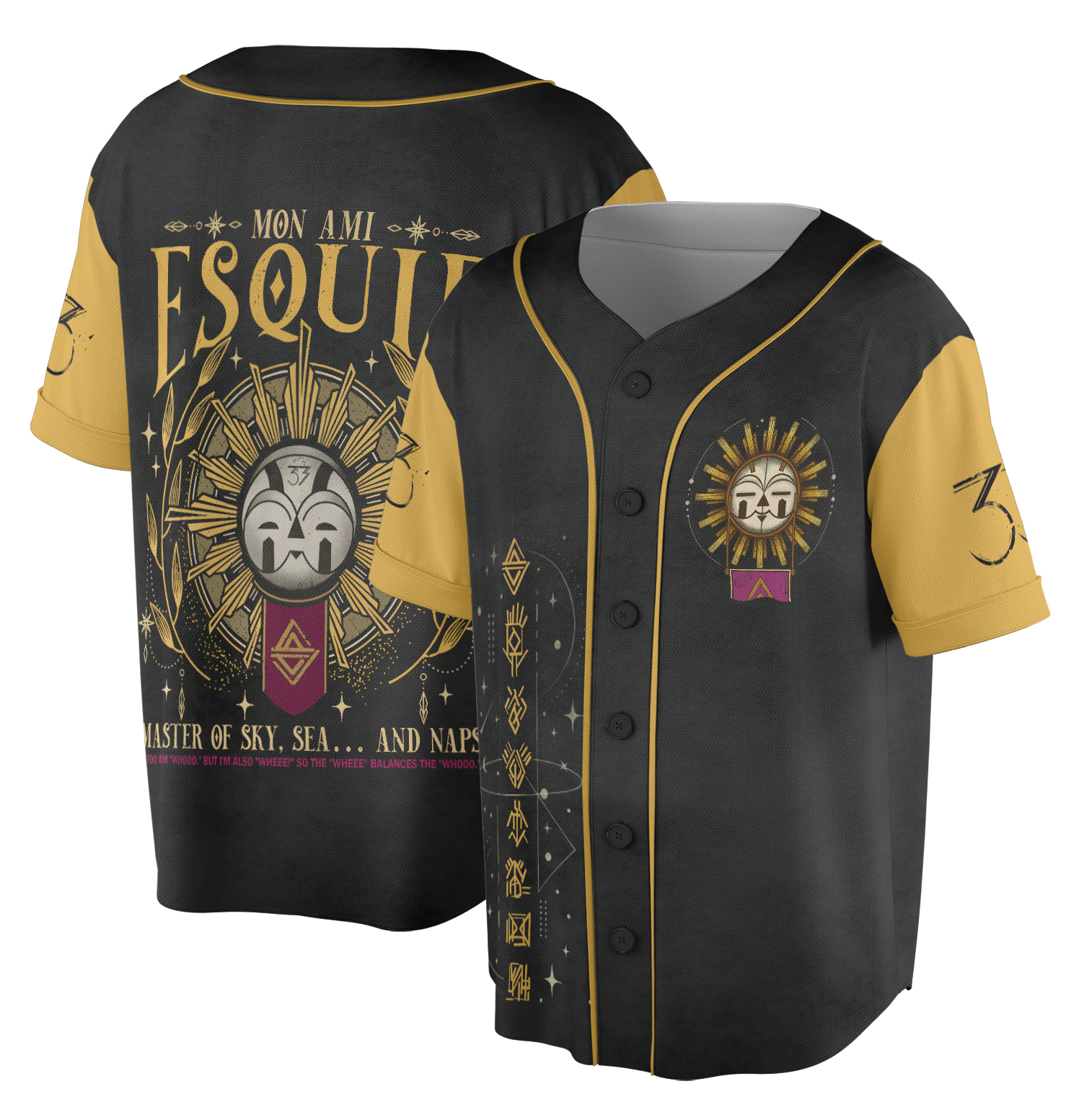 Esquie Clair Obscur Expedition 33 Baseball Jersey, Whee Whoo Funny Esquie Jersey, Gamer Gift Shirt - Image 2
