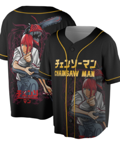 Alternative view of Chainsawman Unisex Jersey, Cool Anime Jersey, Black Full Size