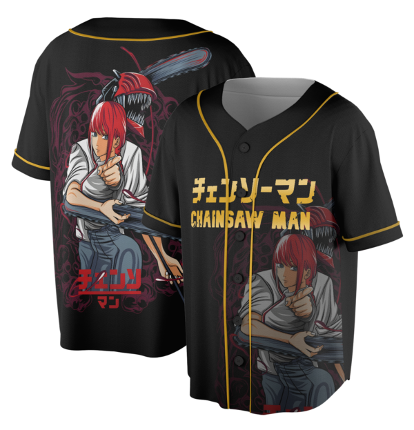 Alternative view of Chainsawman Unisex Jersey, Cool Anime Jersey, Black Full Size