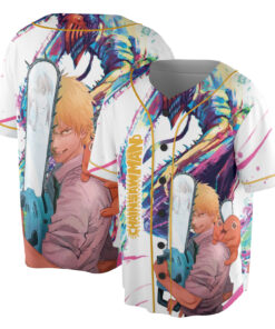 Alternative view of Chainsaw Man Baseball Jersey, Anime Jersey, Cool Anime
