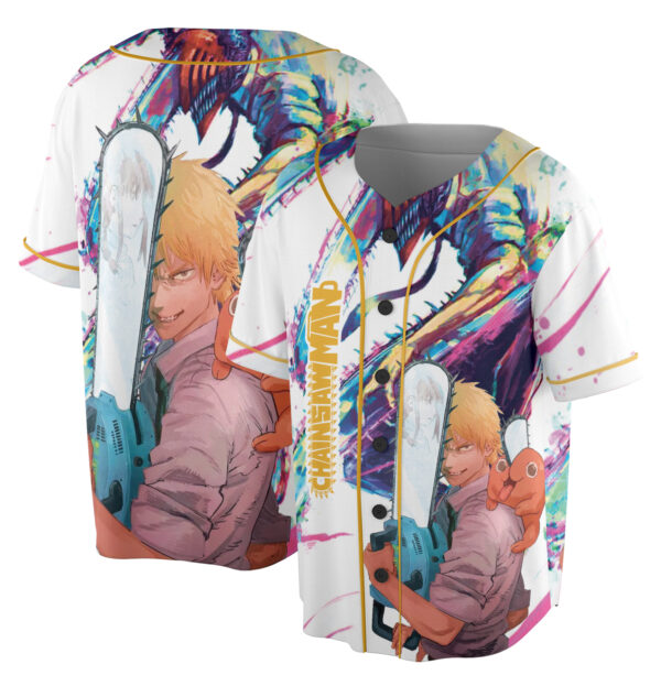 Alternative view of Chainsaw Man Baseball Jersey, Anime Jersey, Cool Anime