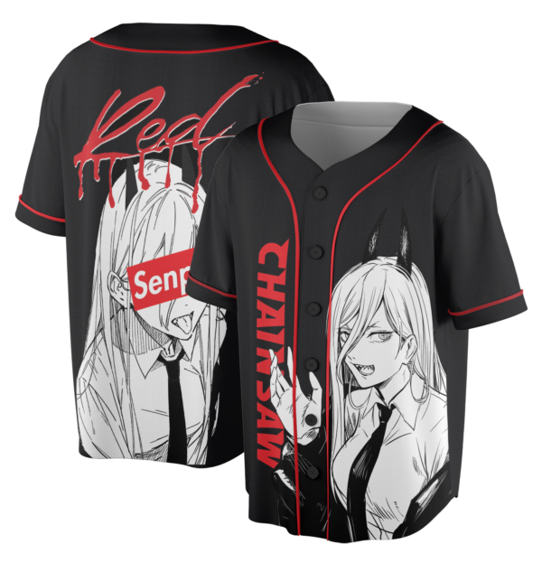 Alternative view of Senpai - Chainsaw Man Baseball Jersey, Anime Jersey