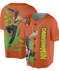 Alternative view of Chainsaw Man Baseball Jersey, Anime Jersey, Cool Anime