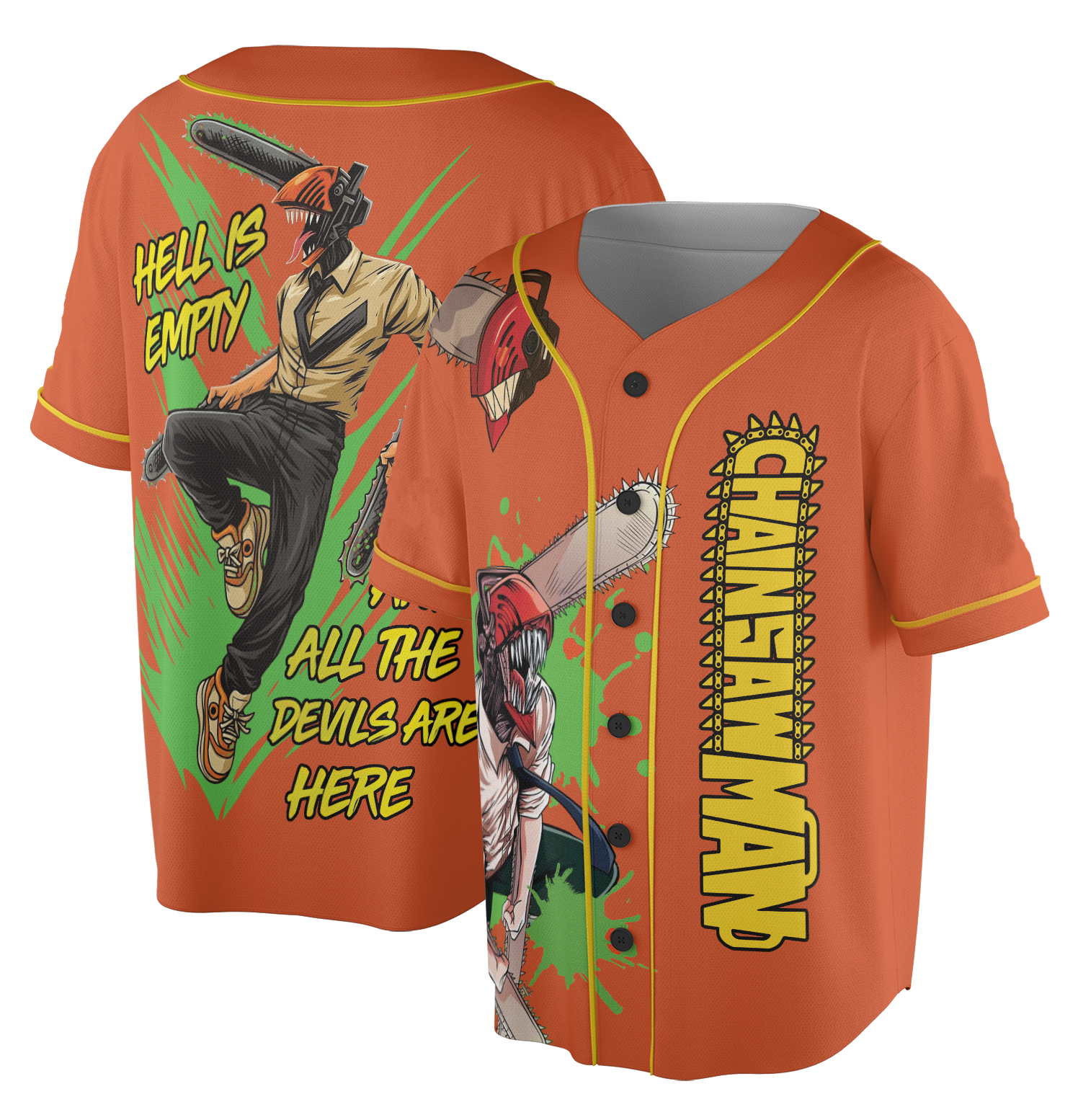 Chainsaw Man Baseball Jersey, Anime Jersey, Cool Anime - Image 2