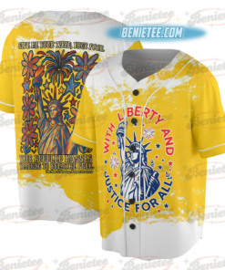 Alternative view of Statue of Liberty Jersey, With Liberty and Justice For All Size, Patriotic 4th of July Tee, Independence Day Freedom USA America jersey