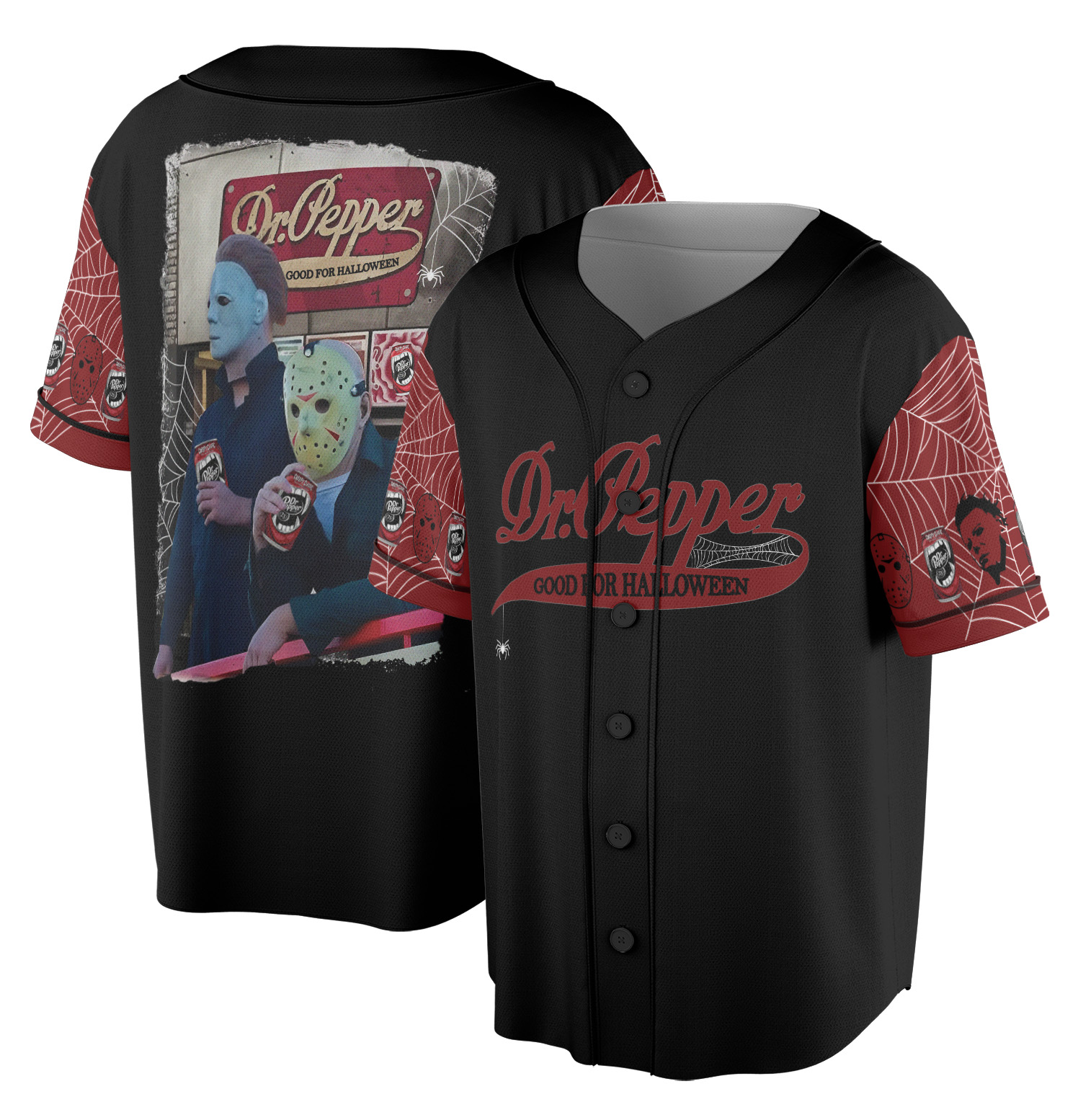 Halloween Horror Characters Jersey, 2025 Halloween, Horror Movie Halloween Sublimation, Scary Movie Shirt, Horror Jersey, Funny Halloween Baseball Jersey - Image 2