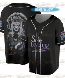 Alternative view of Oversized Acid Washed Anime Jersey, Heavyweight Unisex Streetwear Baseball Jersey, Solo Level Style Gym Shirt, Cool Anime Fan Gift Tee