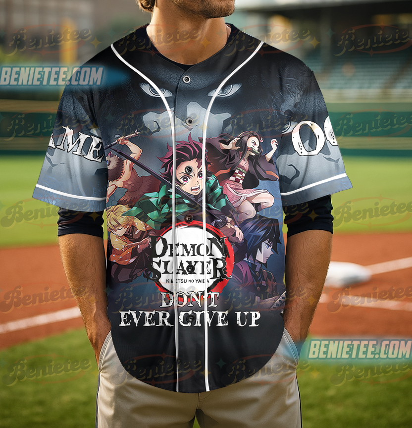 Demon Slayder Don’t Ever Give Up Personalized Baseball Jersey - Image 4