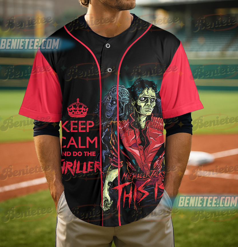 Michael Jackson Halloween Ironfist Keep Calm And Do The Thriller Baseball Jersey - Image 5