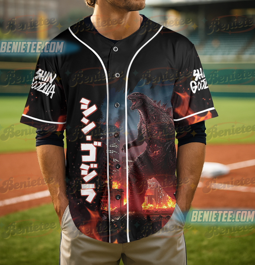 Godzilla Baseball Jersey, Halloween Movie - Image 4