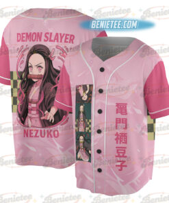 Alternative view of Demon Slayer Nezuko Panels Baseball Jersey, Cute Jersey