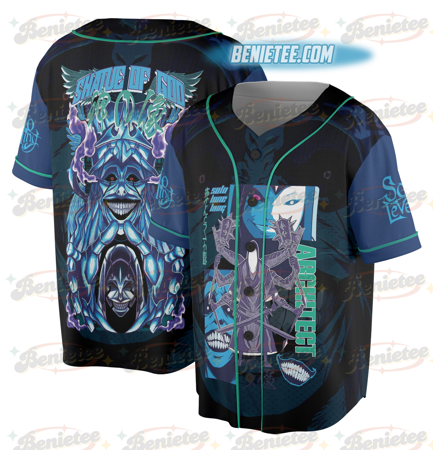 Statue of God Solo Leveling Streetwear Baseball Jersey - Image 2