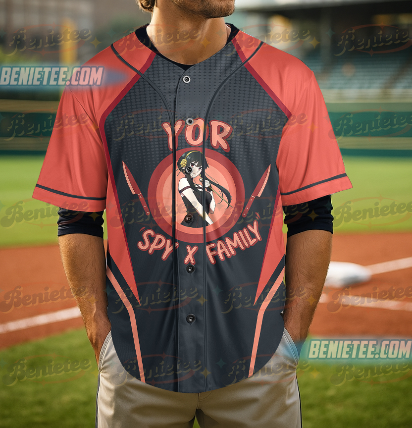 Yor Forger Spy x Family Button Up Baseball Jersey, Anime Jersey - Image 4