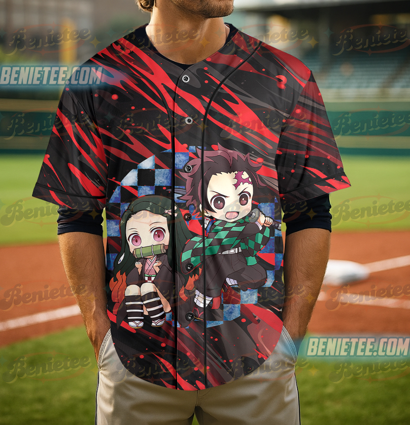 Demon Slayer Cosplay Tanjirou Tomioka Zenitsu Baseball Jersey, Couple Anime Jersey - Image 4