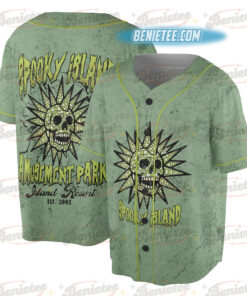 Alternative view of Spooky Island Jersey, Vintage Cartoon Halloween Movie Jersey, Spooky Island Disco Skull, Halloween Gift, Summer Spooky Shirt