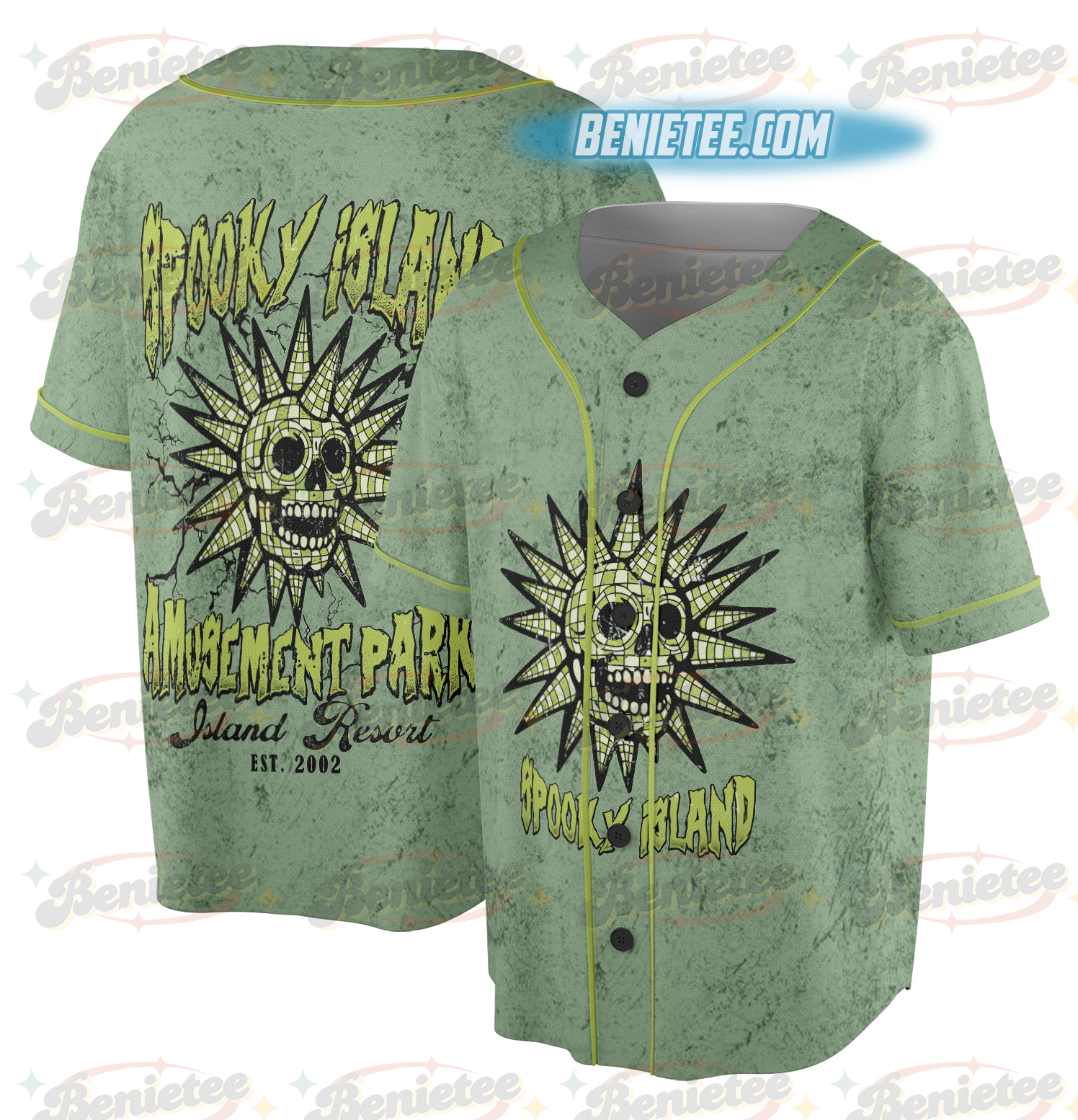 Spooky Island Jersey, Vintage Cartoon Halloween Movie Jersey, Spooky Island Disco Skull, Halloween Gift, Summer Spooky Shirt - Image 2