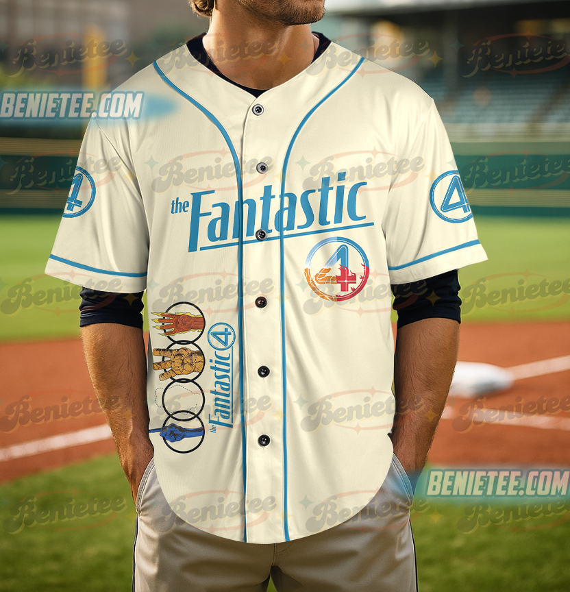 Fantastic Four First Steps Baseball Jersey, Fantastic Four marvel Studios Shirt - Image 4