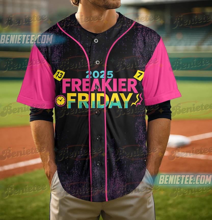 Freakier Friday Jersey, Freaky Friday Inspired Band Graphic Baseball Jersey, Oversized Vintage Style - Image 5