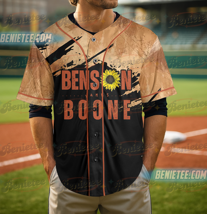 Vintage Benson Boone Baseball Jersey, Benson Boone Merch, Benson Boone Concert Shirt, America Heart Tour Jersey - Image 4