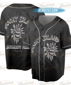 Alternative view of Spooky Island 2 Sides Baseball Jersey, Spooky Island Disco Skull Jersey, 90s Vintage Halloween Movie Shirt