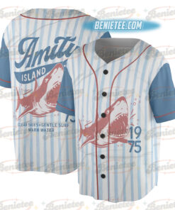 Alternative view of Jaws Amity Island 1975 Unisex jersey, Movie Inspired Gift, Cotton Shirt for Film Buffs, Vintage Jersey