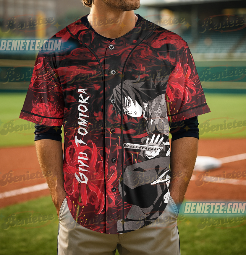 Giyu Tomioka Anime Baseball Jersey - Image 4