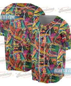 Alternative view of Retro Halloween Monsters Spooky Baseball Jersey, Halloween Movie Jersey