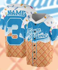Personalized Ice Cream Drip Baseball Jersey For Boys, Ice Cream Drip Shirt, Baseball Ice Cream Drip, Baseball Jersey