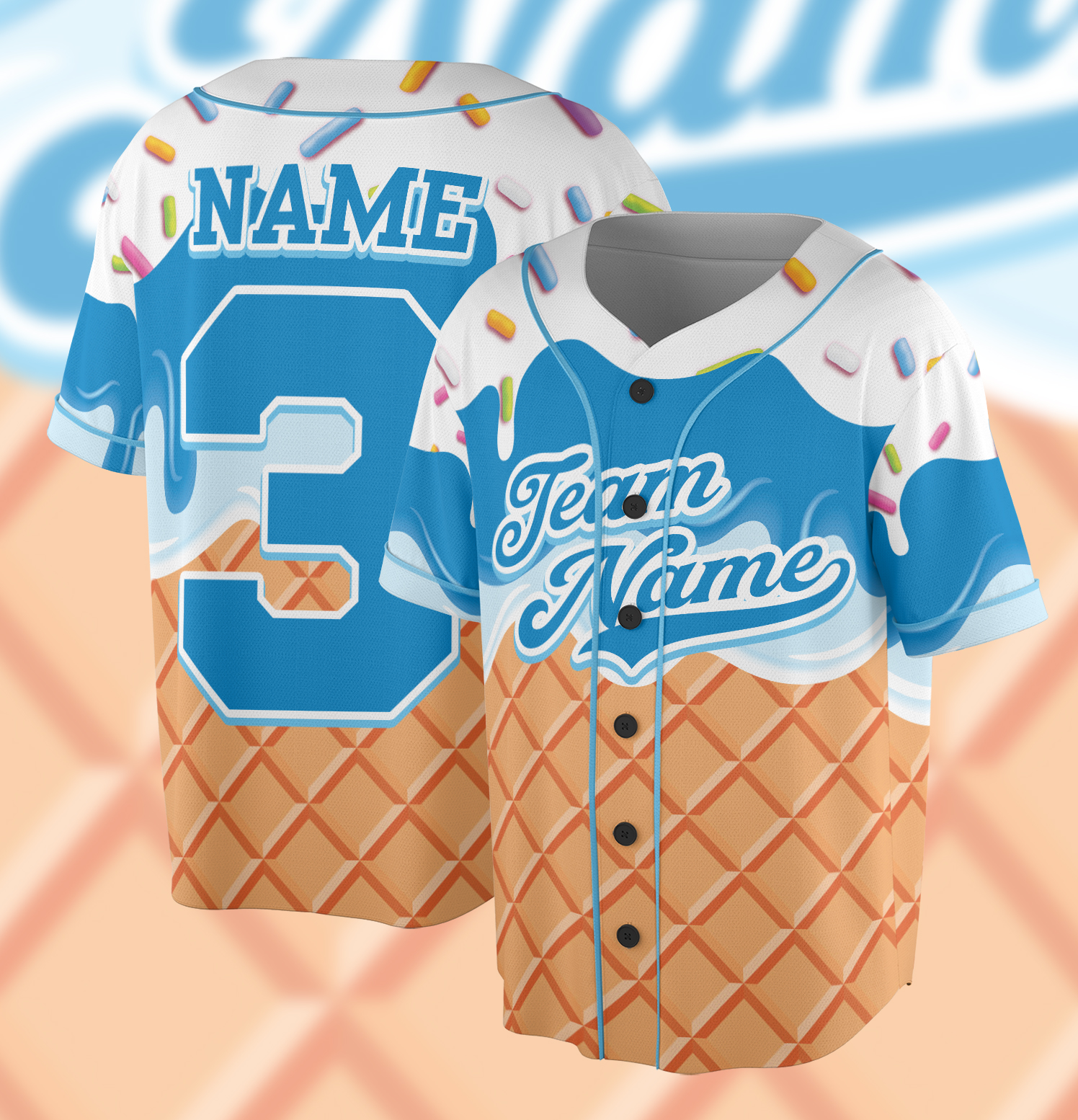 Personalized Ice Cream Drip Baseball Jersey For Boys, Ice Cream Drip Shirt, Baseball Ice Cream Drip, Baseball Jersey